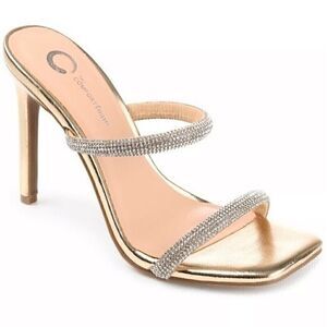 JOURNEE COLLECTION Women's shoes Reena Slide Dress Sandals, heels size 8.5 gold